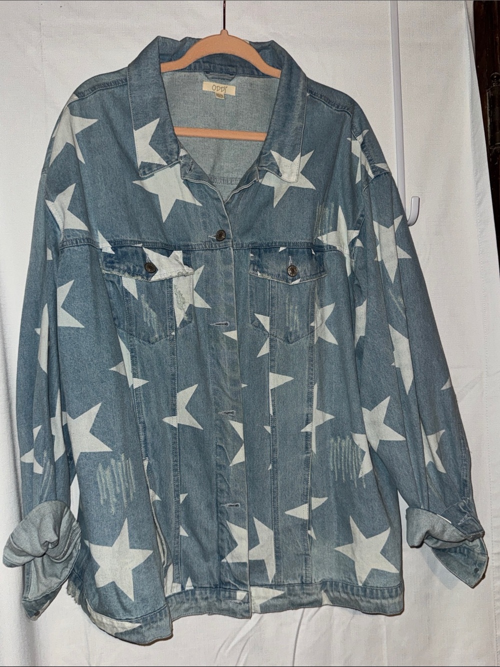 ODDY Light Blue Star-Print Denim Jacket